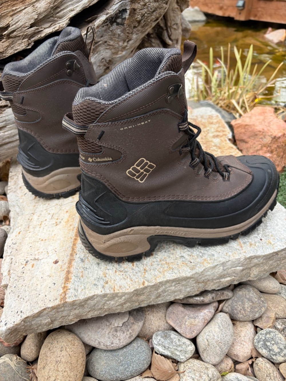 Columbia Omni-Heat Snow Boots Mens 10.5 Brown Waterproof Winter Insulated YM5383